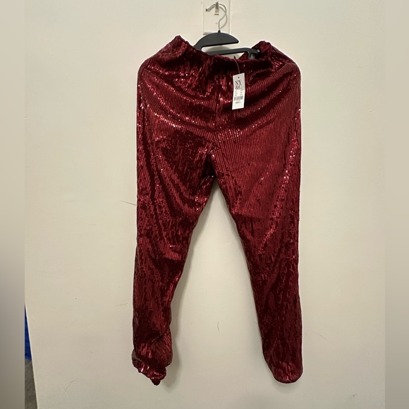 Red sequin mid-rise jogger pants size Medium BRAND NEW. NY & Co. - Picture 2 of 4